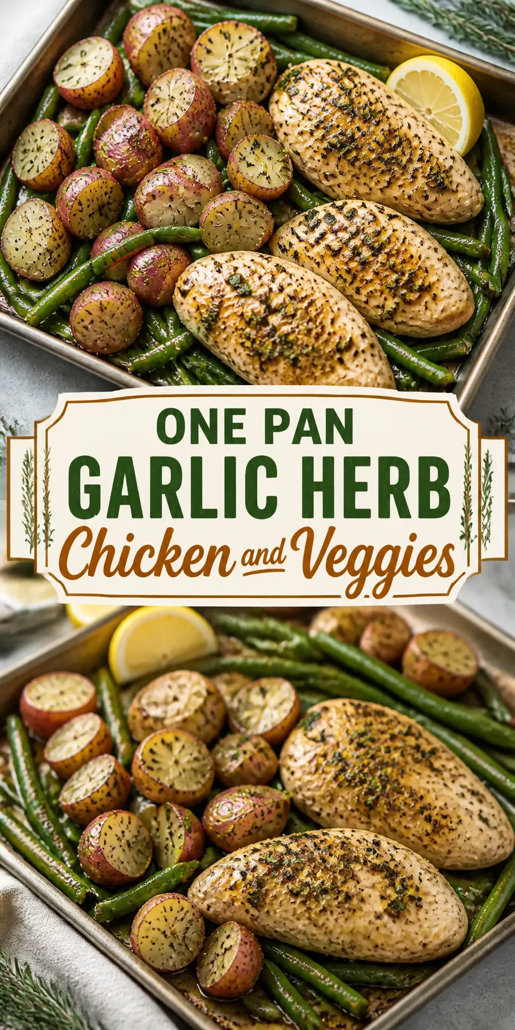 One Pan Garlic Herb Chicken and Veggies Pinterest pin